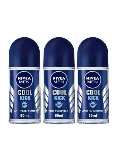 Buy Pack Of 3 Nivea Roll On Men 50ml Cool Kick in Saudi Arabia