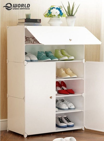 Buy 3-Tier Stylish Plastic Shoe Organizer Rack for Entryway Hallway Storage Furniture with 3 Open Shelves in UAE