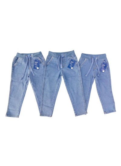 Buy Kids Denim Elasticated Waist Joggers Pants With Open Hem in UAE