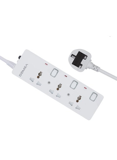 Buy Multi-Way Power Extension Strip, Universal Socket Design, 3-Meter Cable - Surge Protected, Charging Station for Home, Office, Kitchen, Apartment - White in UAE