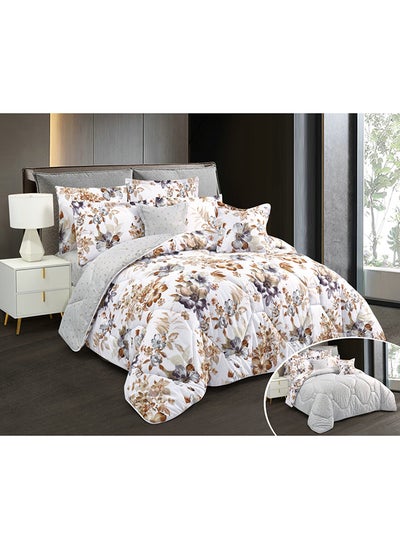 Buy Horse comforter set with durable and soft fabric two sides with a floral pattern 8 pieces king size in Saudi Arabia