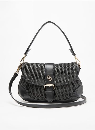 اشتري Textured Crossbody Bag with Detachable Straps and Magnetic Closure في الامارات