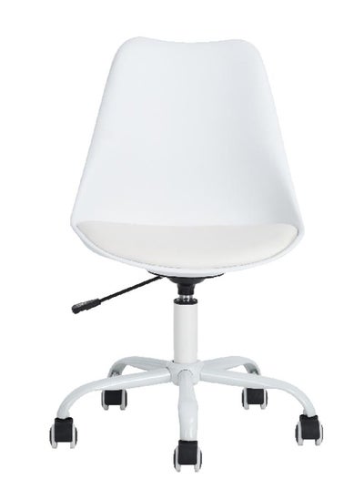 Buy Durable Armless Pu Seat Office Chair With Wheels White 92 X 48 X 56 Cm Blokhus White in Saudi Arabia