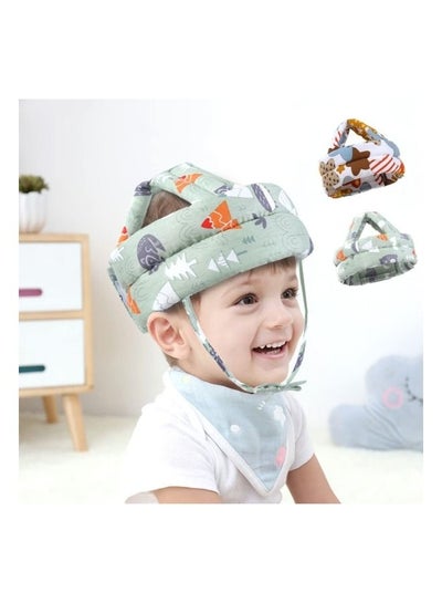 Buy Baby Safety Helmet,Baby Head Protector, Breathable Head Guard Cute Hat 2 PCS, Adjustable No Bump Hard Hat Head Pad Crash Cap for 6-36 Months Crawling Walking（forest + starfish） in Saudi Arabia