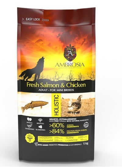 Buy AMBROSIA CHICKEN & FRESH SALMON ADULT Mini 6kg. in UAE