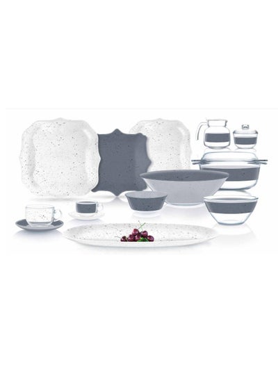 Buy Arcoprex Luminarc dining set, 58 pcs, Ingmar White & Grey in Egypt