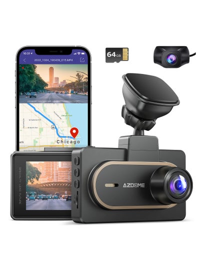Buy AZDOME  2K +1080P Dash Camera Dual Lens, Built in WiFi & GPS Car Camera, Dashboard Camera with 2560x1440P, 3.0" Display Video Recorder 170 Wide Angle, App Control, Night Vision, Parking Monitor in Saudi Arabia