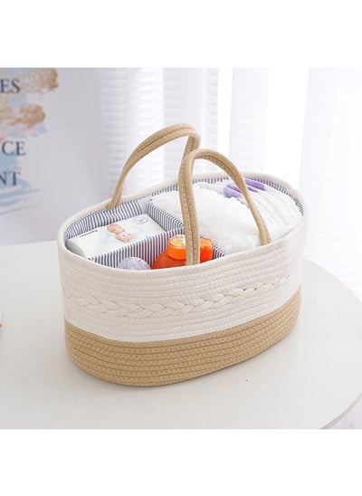 اشتري Portable Baby Diaper Basket For Mother, Large Cotton Rope Diaper Caddy Organizer في السعودية