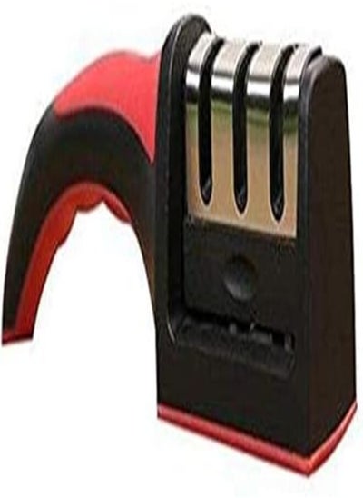 Buy Kitchen Knife Sharpener Professional 3 Stage Sharpening System for Steel Knives Black in Egypt