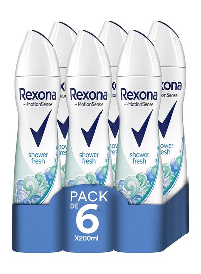 Buy Rexona Antiperspirant Deodorant Shower Fresh – Pack of 6 x 200 ml in UAE