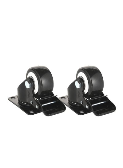 اشتري 2-Piece 1.5inch Black PVC White Rim Caster - Swivel with Brake - Plate في السعودية