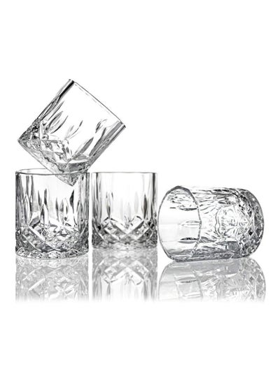 Buy Italian Premium Old Fashioned Crystal Glass Set 4, 225 ML, Transparent in UAE