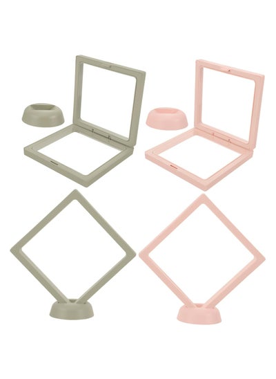 Buy 4 sets of antioxidant PE film Accessories Figure hanging display box Jewelry Figure Ring Bracelet three-dimensional display box (pink *2 green *2) in Saudi Arabia