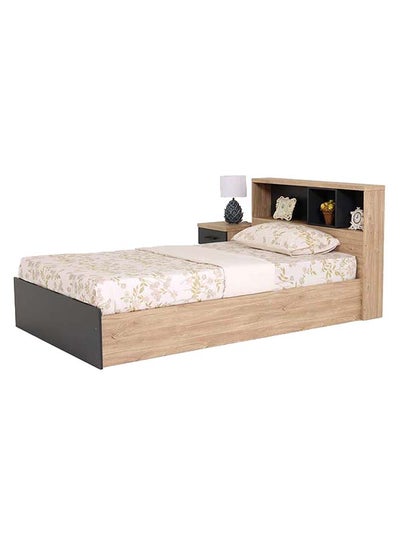 Buy April Double-Sized Bed, Ivory, Oak & Anthracite - 120x200 cm in UAE