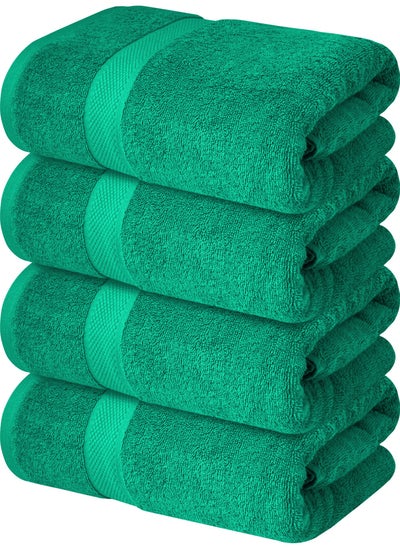 Buy Premium Bath Towels Set Pack of 4-100% Ring Spun Cotton Towels - Green Bath Towels 68cm x 137cm - Soft Feel, Quick Dry, Highly Absorbent Durable Towels, Perfect for Daily Use by Infinitee Xclusives in UAE