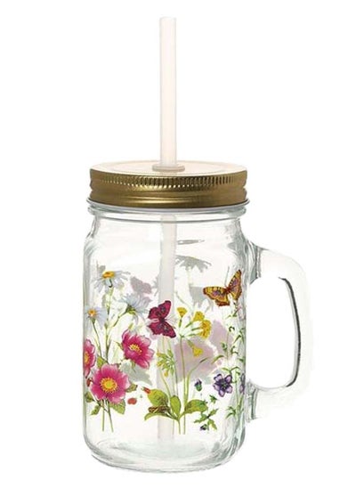 Buy Daisy Glass Mug, Clear – 450 ml in UAE