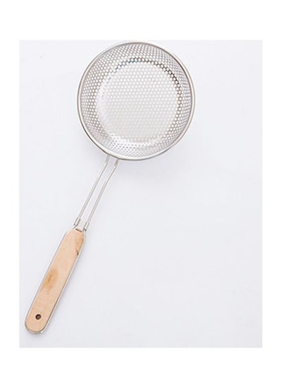 Buy Stainless Steel Filter Colander With Wooden Handle Silver/Brown in UAE