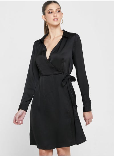 Buy Surplice Belt Detail Dress in Saudi Arabia