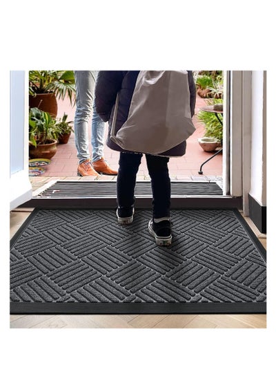 Buy Door Mat Outside Entry Non-slip Outdoor Doormat Entryway Rug Welcome Floor Mats for Front Indoor Entrance (17.7 * 29.5 inch, Dark Grey) in UAE