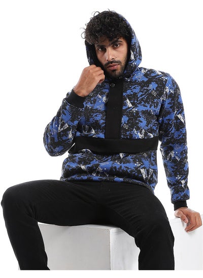 Buy Self Pattern Long Sleeves Worm Hoodie _ Royal Blue, White & Black in Egypt