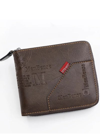 Buy Mens Zipper Wallet Leather Card Wallet for Men with External Zipper and 6 Interior Pockets and Snap Pocket for Coin Purse Men in Egypt