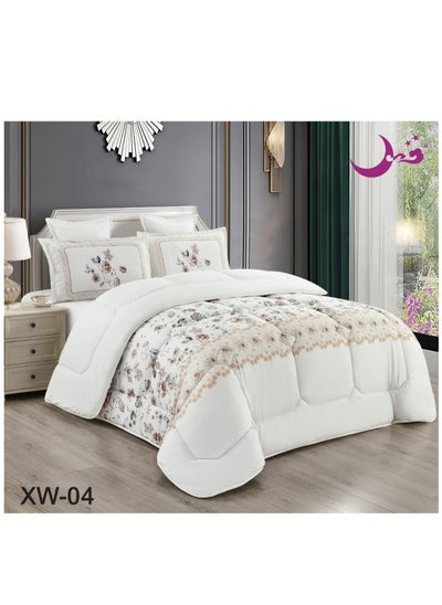 Buy Comforter Set a Royal Soft and Comfortable Bedspread 6 pieces Two Sheets Two Sides One Floral Face and one Plain face in Saudi Arabia