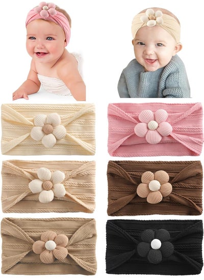 Buy 6 Pcs Baby Headbands, Baby Girl Flower Headbands, Handmade Flower Headbands for Newborn, Cute Nylon Headbands for Infant Toodle Baby in Saudi Arabia