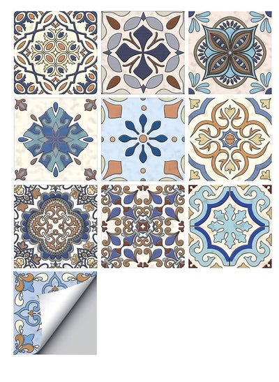 Buy Self-Adhesive Wall Tile Decals, Turkey Style Tile Decoration Stickers for Walls, 10 Pcs Removable Environmentally, Waterproof for Bathroom Kitchen Adhesive Decor 5.9x5.9Inch in UAE