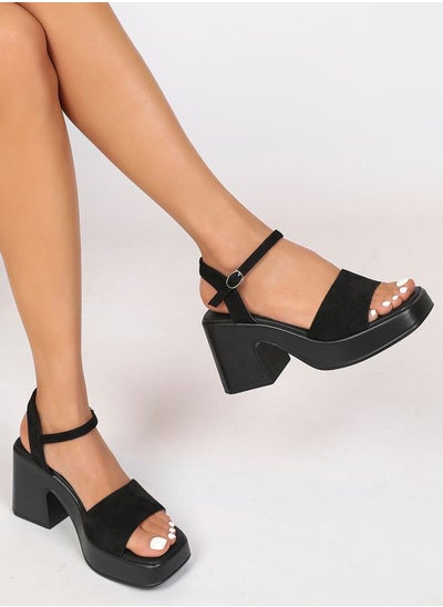 Buy Ankle Strap Block Heel Sandals with Buckle Closure in Saudi Arabia