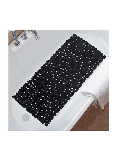 اشتري Non-Slip Bathtub Mat PVC Shower Mat Anti-Slip Pebbles Bath Mat with Suction Cups and Drain Holes for Kitchen Balcony Bathroom Shower, Bathtub (Black) في الامارات