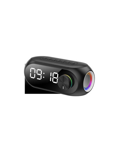 Buy New private model S8 wireless Bluetooth speaker mirror clock small speaker dual alarm clock insertable card FM gift cross-border Black in UAE