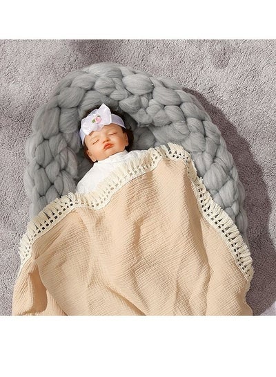 Buy Baby Blanket, Infant Swaddle Wrap Sleepsack Stroller Cover Soft Newborn Blankets Fringed gauze Bath Gauze Khaki 80*65cm in Saudi Arabia