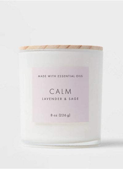 Buy Wood Lidded Glass Wellness Calm Candle 226g Lavender Scent in UAE