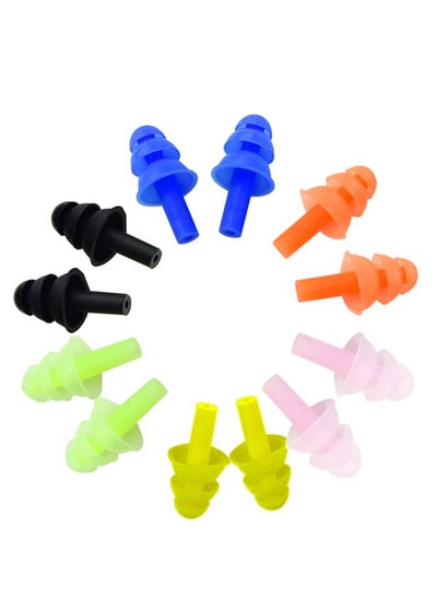 اشتري 6 Pairs Reusable Silicone Swimming Earplugs Soft and Flexible Ear Plugs for Swimming Learning في السعودية