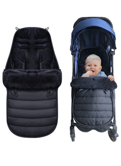 اشتري Universal Pushchair Pram Footmuffs, Baby Sleeping Bag, Winter Warm Cosy Toes for Pushchair, Pram, Stroller and Buggy, Thermo Fleece and Waterproof, Extra Long for Baby and Toddler (Black) في الامارات