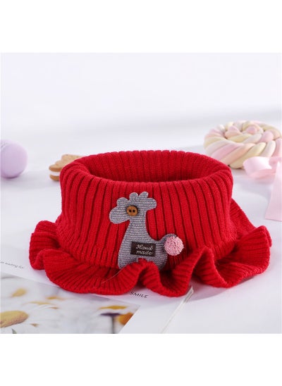 اشتري New Autumn and Winter Childrens Scarf Cartoon Knitted Scarf Warm Windproof Babys Shawl Fake Collar Fashionable CollarRed Red في الامارات