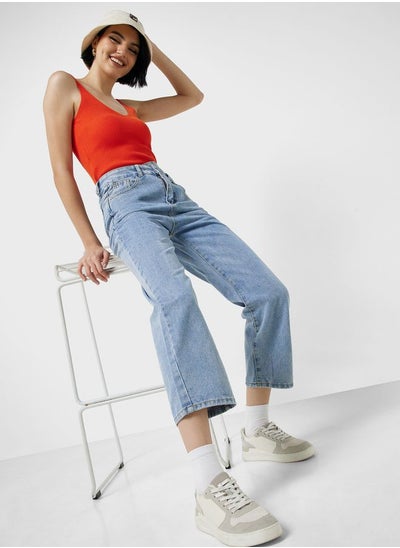 Buy Overlap Waist Mom Jeans in UAE