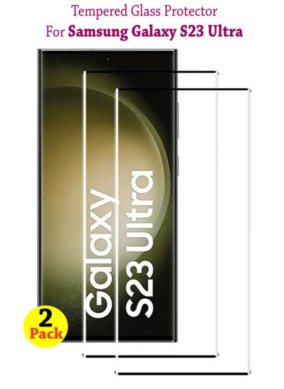 Buy 2 Pack Tempered Glass Screen Protector For Samsung Galaxy S23 Ultra - Black in Saudi Arabia