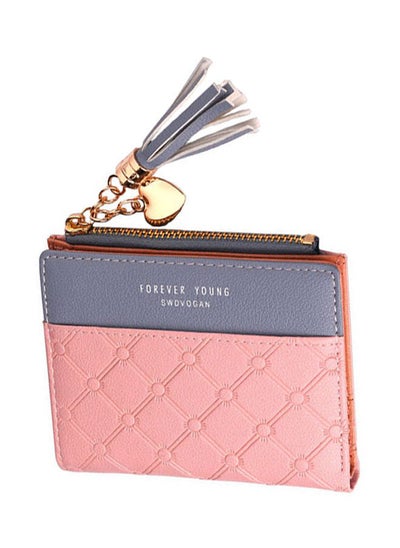 Buy Zip Closure Bi Fold Small Wallet Pink in UAE