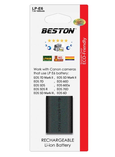 Buy Beston Battery for Canon LP-E6: Reliable rechargeable battery designed for Canon cameras utilizing LP-E6. in Egypt