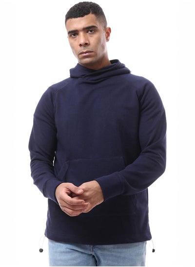 اشتري Solid Navy Blue Hoodie with Adjustable Trim في مصر