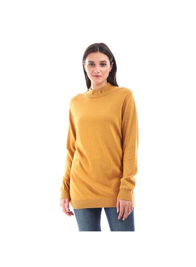 اشتري ESLA Knitted Long-sleeved Top Mustard في مصر