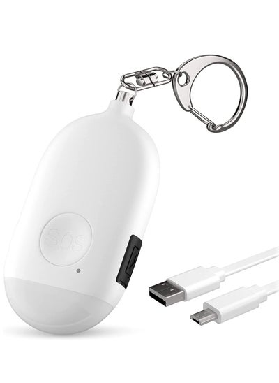 Buy Personal Alarm Keychain for Women Self Defense - USB Rechargeable 130 dB Loud Safety Siren Whistle with LED Light – Panic Button or Pull Pin Alert Device Key Chain in Saudi Arabia