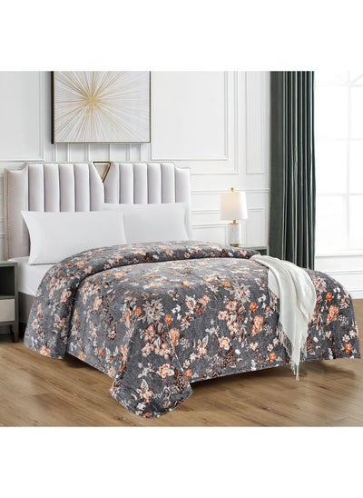 Buy King Size Flannel Bed Blanket 200x220cm Ultra Soft Lightweight Microfiber Bed Blanket with Floral Print for Bed Sofa, Sofa, Travel in Saudi Arabia