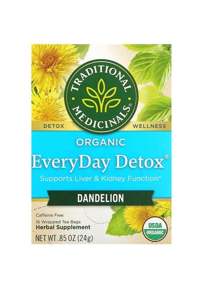 Buy Organic EveryDay Detox, Dandelion, Caffeine Free, 16 Encapsulated Tea Bags, 0.85 (24 g) in UAE