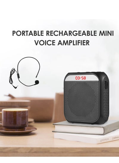 Buy Sound Amplifier Portable Rechargeable Mini Voice Amplifier with MIC Recording Function Wired Headmount Microphone & Waistband in Saudi Arabia