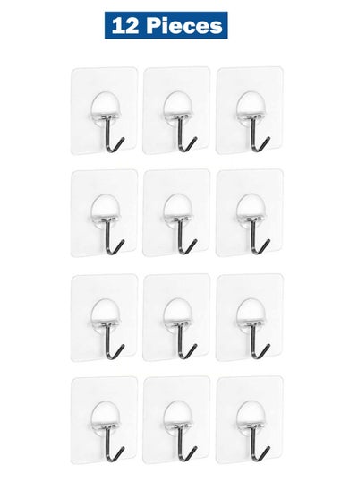 Buy 12-Piece Stainless Steel Self-Adhesive Wall Hook in UAE