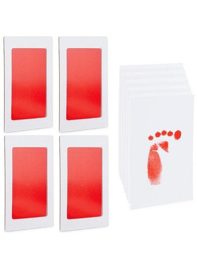 Buy Baby Handprint And Footprint Kit 4 Red Ink Pads 10 Imprint Cards (14 Pieces) in UAE