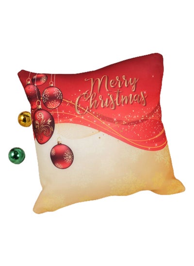 اشتري Merry Christmas Filled Cushion, Gold And Red - 45x45 cm في الامارات