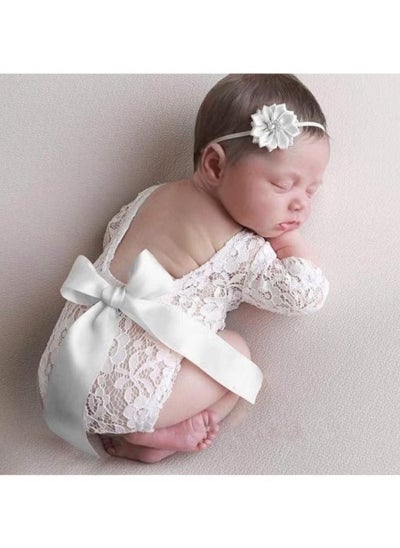 اشتري Newborn Baby Photography Prop Lace, Baby Girl Romper Outfit Clothes, Newborn Baby Girls Photography Props Lace Romper Photo Shoot Props Outfits في الامارات